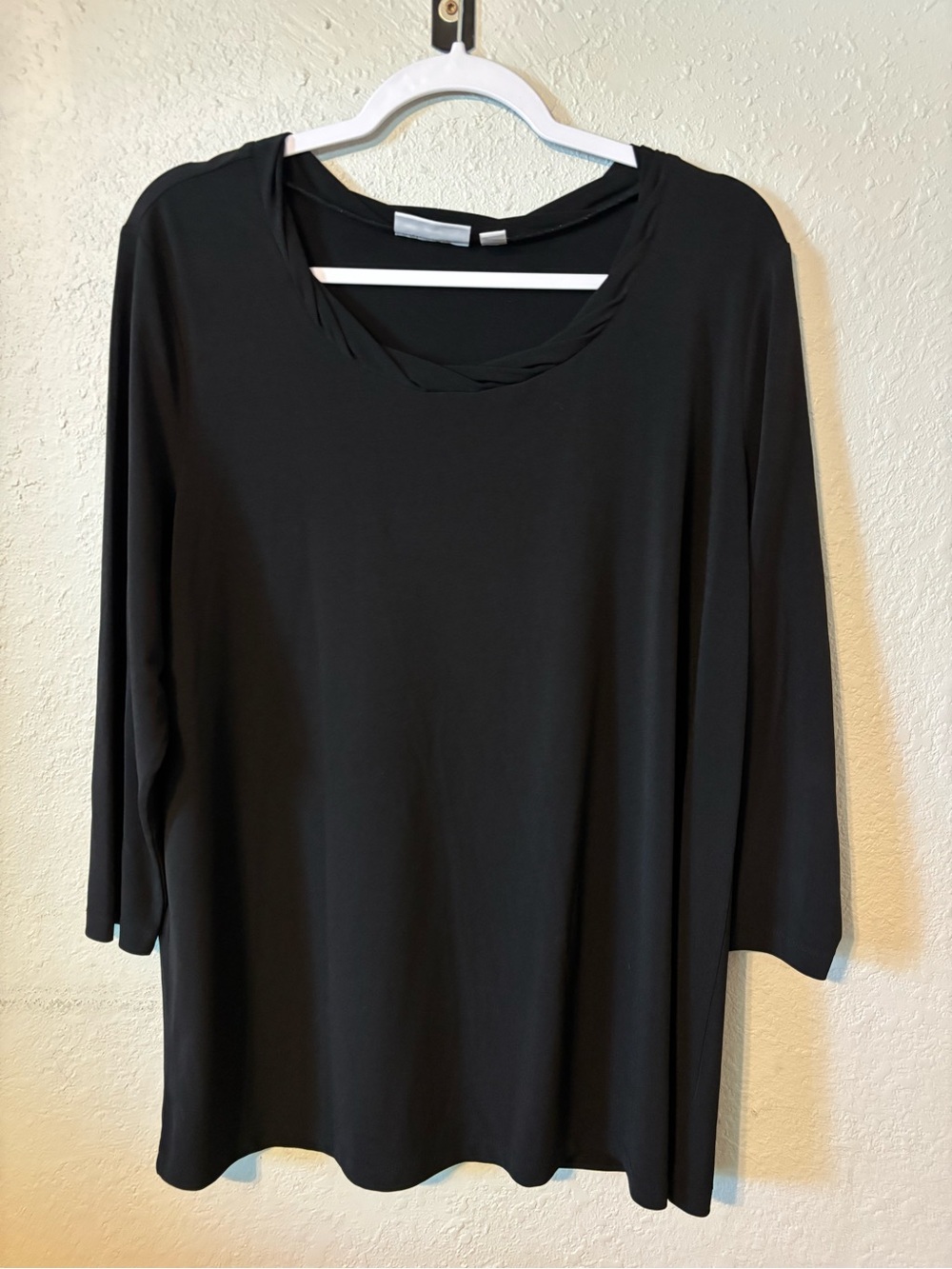 Susan Graver Black Long Sleeve Scoop Neck Top